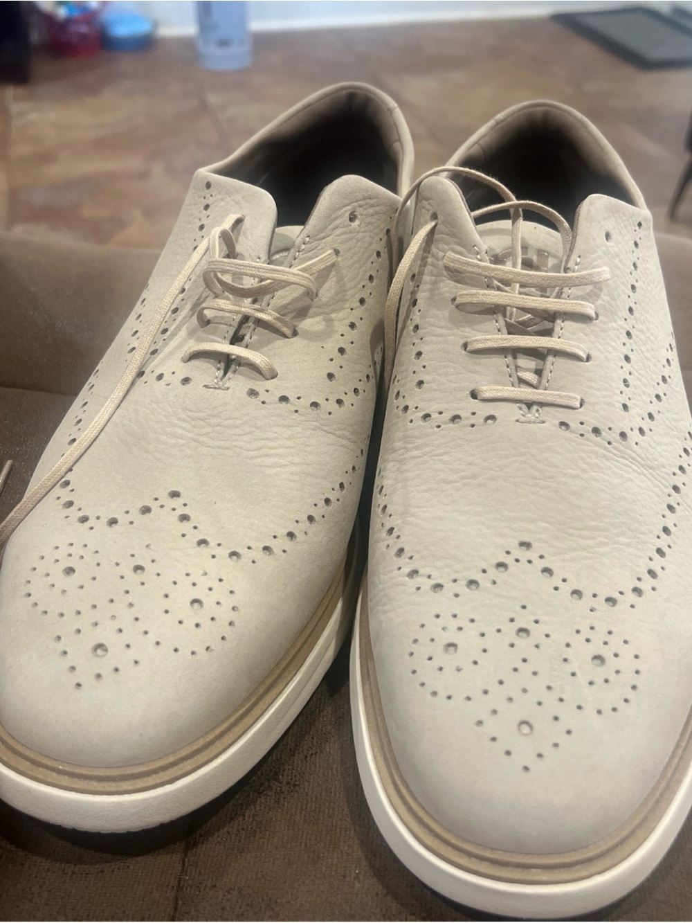 Cole Haan Light Beige Wingtip Oxfords